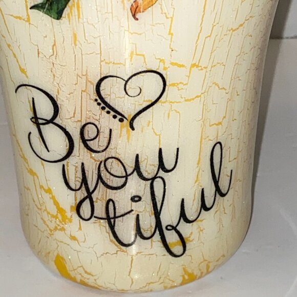 Original Stainless Steel Tumbler Sunflower Glitter Be You Tiful Metal Straw - Picture 3 of 7